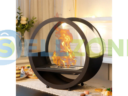 Στρογγυλό επιτραπέζιο τζάκι βιοαιθανόλης με διακοσμητικές πέτρες – DD548